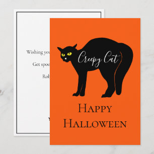 Creepy Black Cat Halloween Card