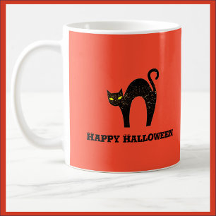 Creepy Black Cat Halloween Coffee Mug