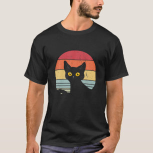 Creepy Black Cat, Retro Kitten Halloween Cats Love T-Shirt