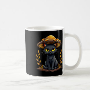 Creepy Black Cat With Mushroom Hat Halloween  Coffee Mug