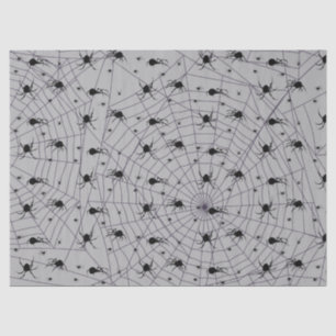 Creepy Black Spider Pattern on Grey Tissue Paper