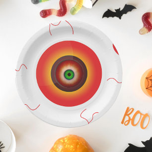Creepy Bloodshot Eyeball Halloween Paper Plate