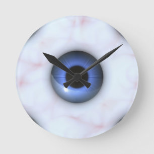 creepy blue eyes round clock