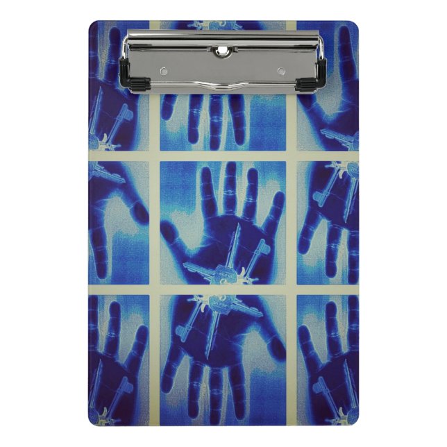 creepy blue hand notebook mini clipboard (Front)