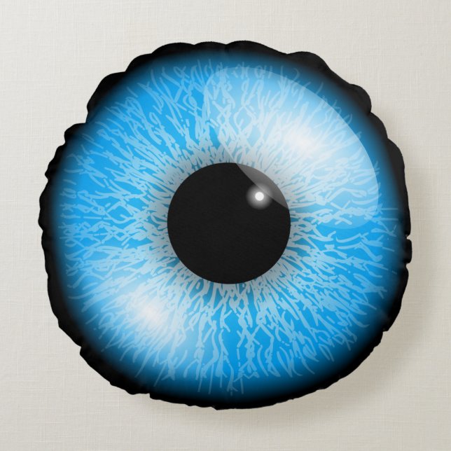 Creepy Blue Realistic Eyeball Round Pillow (Front)
