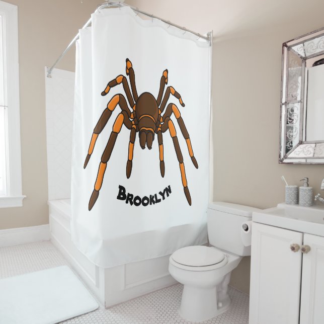 Creepy brown and orange tarantula spider cartoon (In Situ)