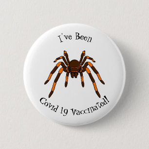 Creepy brown and orange tarantula spider cartoon 2 inch round button