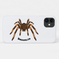 Creepy brown and orange tarantula spider cartoon