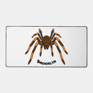 Creepy brown and orange tarantula spider cartoon desk mat
