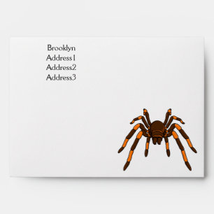 Creepy brown and orange tarantula spider cartoon envelope