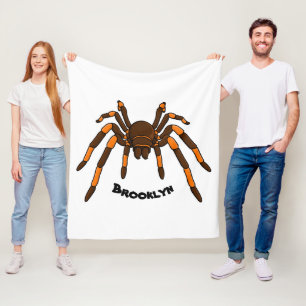 Creepy brown and orange tarantula spider cartoon fleece blanket
