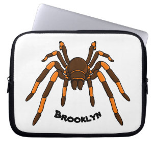 Creepy brown and orange tarantula spider cartoon laptop sleeve