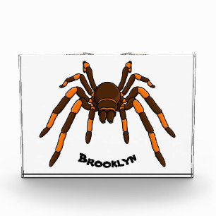 Creepy brown and orange tarantula spider cartoon photo block