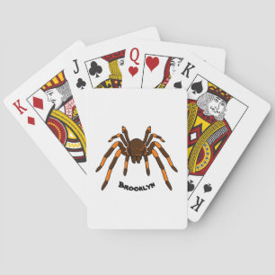 Creepy brown and orange tarantula spider cartoon playing cards