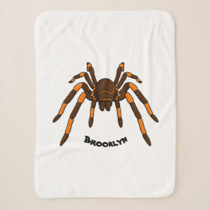 Creepy brown and orange tarantula spider cartoon sherpa blanket
