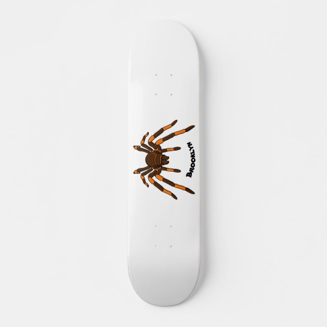 Creepy brown and orange tarantula spider cartoon skateboard (Front)