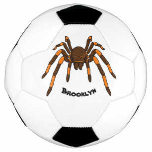 Creepy brown and orange tarantula spider cartoon soccer ball