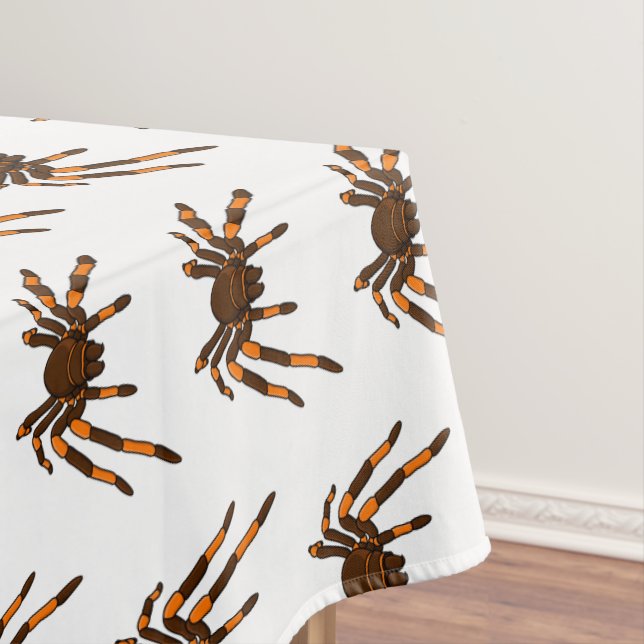 Creepy brown and orange tarantula spider cartoon  tablecloth (In Situ)