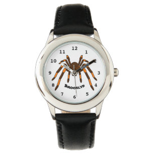 Creepy brown and orange tarantula spider cartoon watch