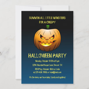 Creepy Burning Halloween Pumpkin Invitation