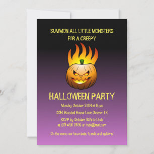 Creepy Burning Halloween Pumpkin Invitation