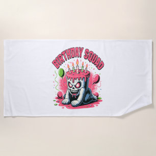 Creepy Cake Skull Birthday Squad Beach Towel