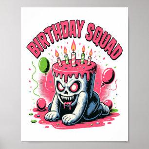 Creepy Cake Skull Birthday Squad Poster