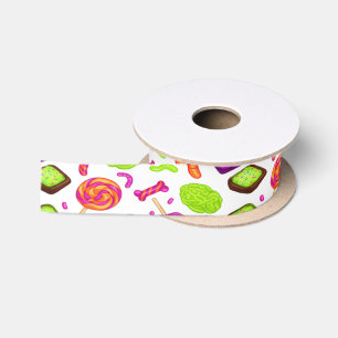 Creepy Candy Zombie Mashup For Halloween Satin Ribbon