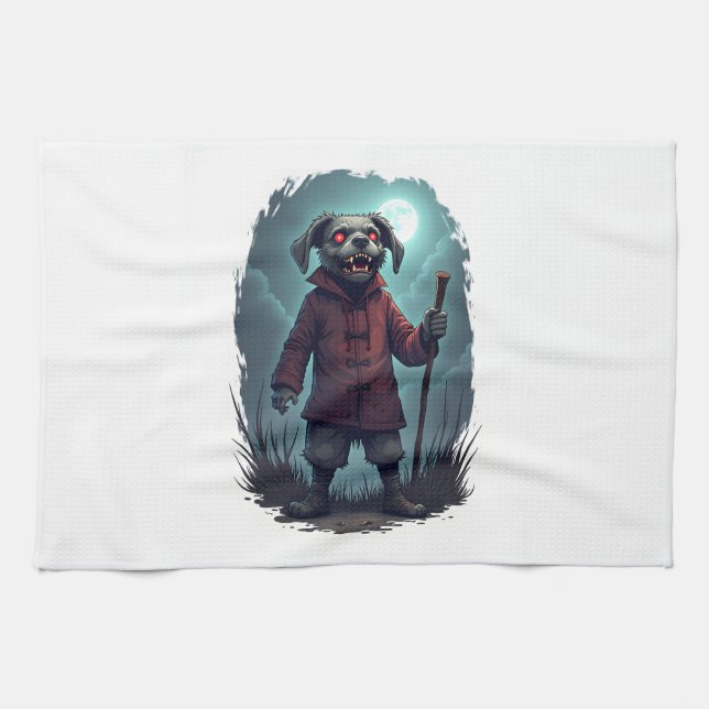 Creepy Cane Corso Kitchen Towel (Horizontal)