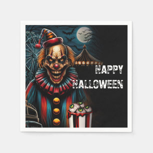 Creepy Carnival Clown Halloween Party Napkin