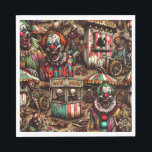 Creepy Carnival Clown Zombie Halloween Napkin<br><div class="desc">Here is some ai art depicting some creepy scary clowns at an abandoned carnival birthday or Halloween party paper napkins.</div>