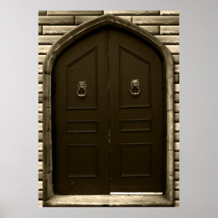 Creepy Castle Doors Halloween Haunted House Props Poster