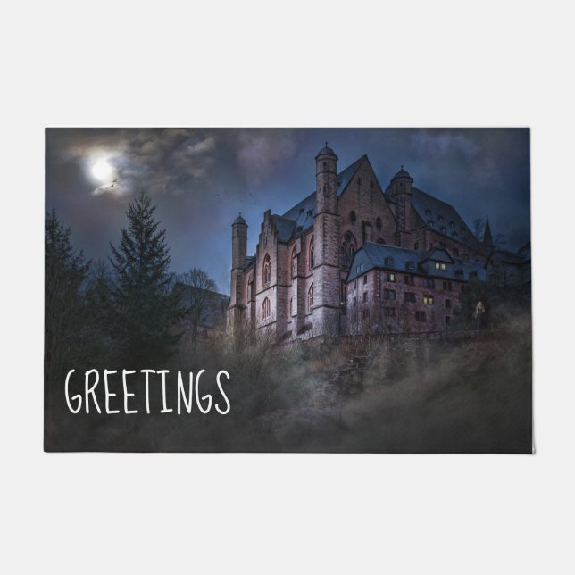 Creepy Castle Greeting Doormat (Front)