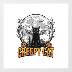 Creepy Cat Halloween Vintage Engraving Design_1 Window Cling