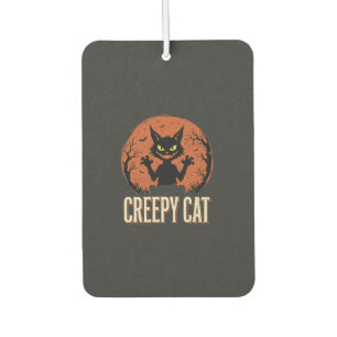 Creepy Cat Halloween Vintage Moon Graphic Air Freshener
