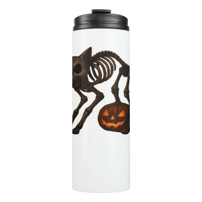 Creepy Cat Skeleton Halloween Gift Classic T-Shirt Thermal Tumbler (Front)
