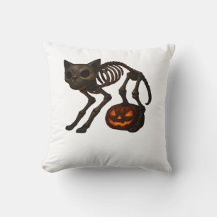 Creepy Cat Skeleton Halloween Gift Classic T-Shirt Throw Pillow