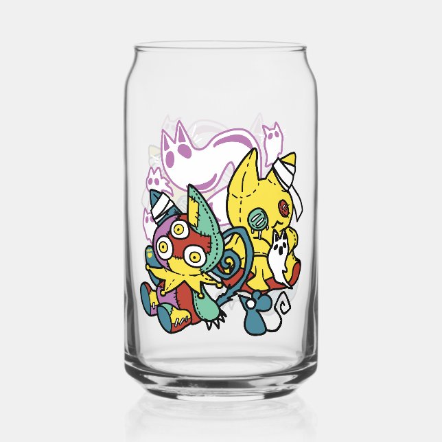 Creepy Cats Halloween Art: Paw-sitively Frightful Can Glass (Front)