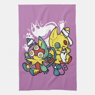 Creepy Cats Halloween Art: Paw-sitively Frightful Kitchen Towel