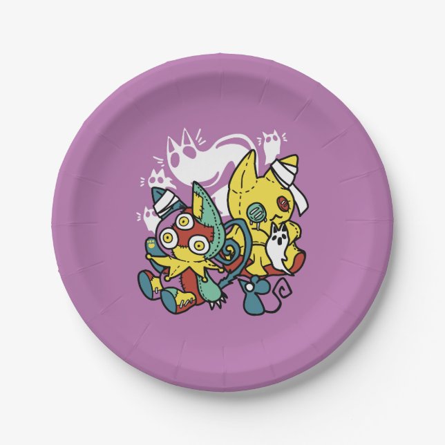 Creepy Cats Halloween Art: Paw-sitively Frightful Paper Plate (Front)
