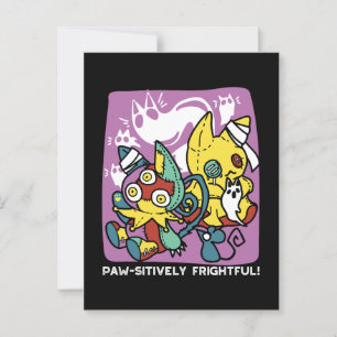 Creepy Cats Halloween Art: Paw-sitively Frightful Postcard
