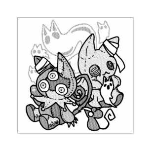 Creepy Cats Halloween Art: Paw-sitively Frightful Rubber Stamp