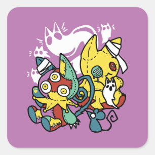 Creepy Cats Halloween Art: Paw-sitively Frightful Square Sticker