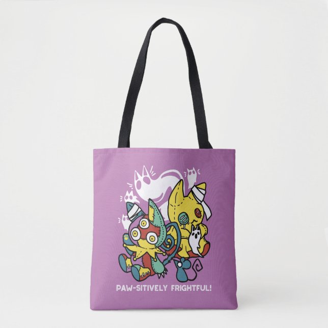 Creepy Cats Halloween Art: Paw-sitively Frightful Tote Bag (Front)