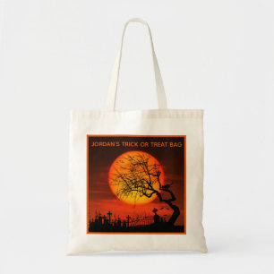 Creepy Cemetery Personalized Trick or Treat Tote Bag