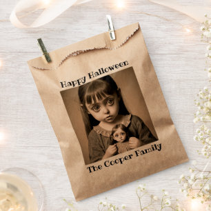 Creepy Child Holding Doll Halloween Party Favour Bag