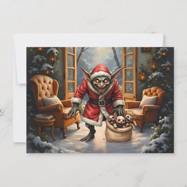 Creepy Christmas Goblin – Dark Fantasy Evil Santa  Card (Front)