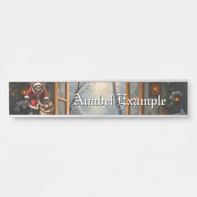 Creepy Christmas Goblin – Dark Fantasy Evil Santa  Door Sign (Front)