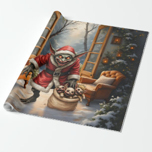 Creepy Christmas Goblin – Dark Fantasy Evil Santa Wrapping Paper