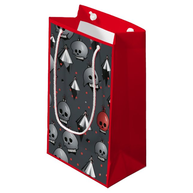 Creepy Christmas Skull Gift Bag  (Front Angled)